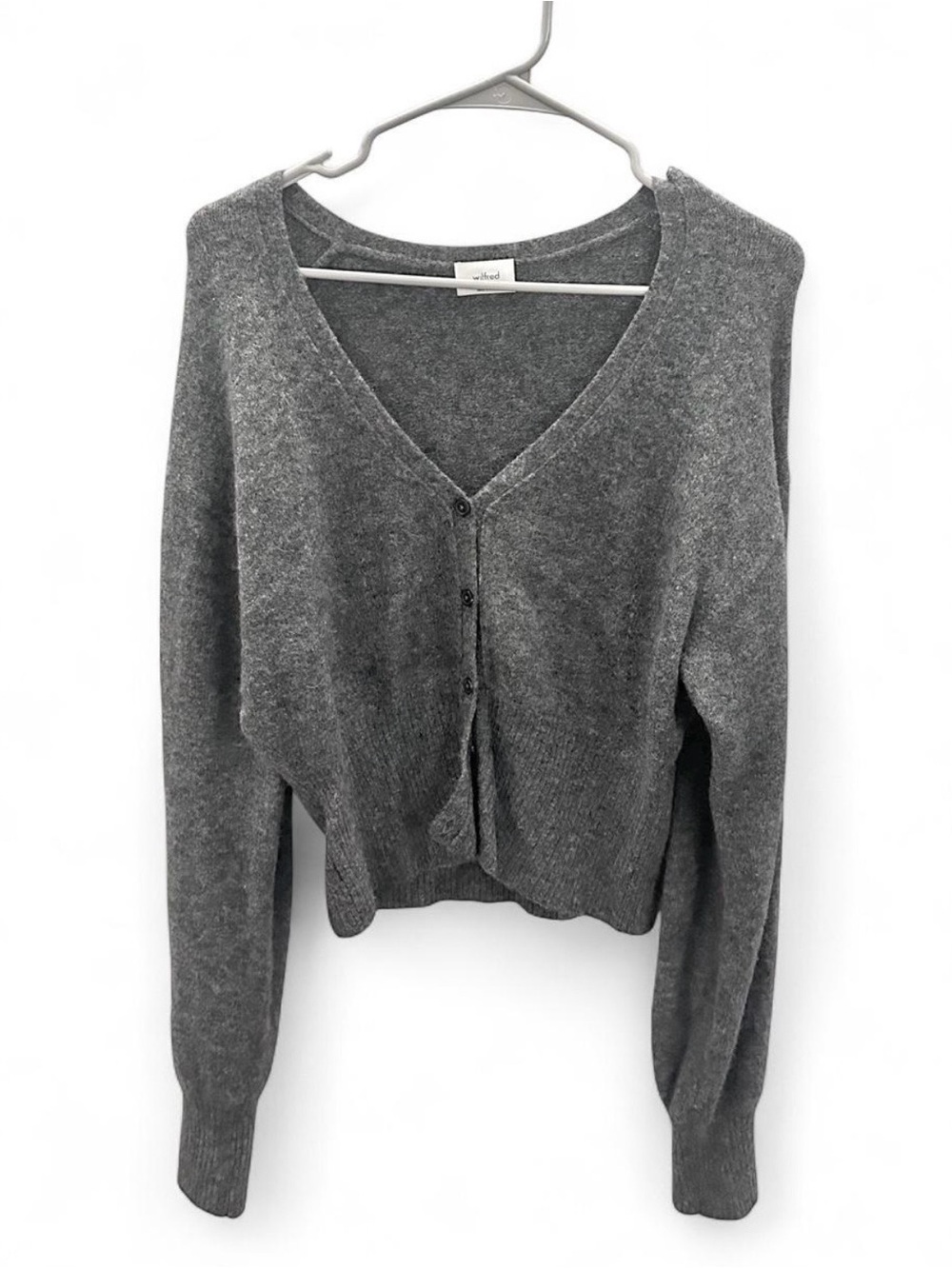 Wilfred aritzia Gray V-Neck Button Cardigan Sweater